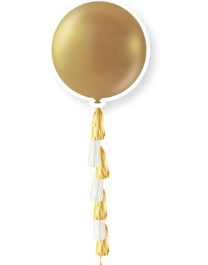 1 stk 91 cm - Guldfarvet Metallisk Ballon med Ballonhale 