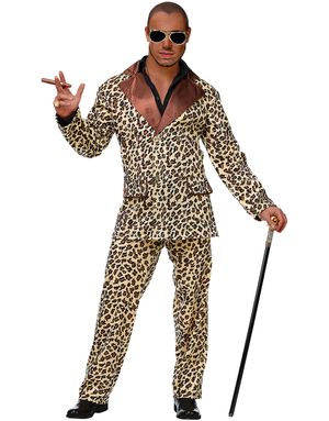 Leopardmønstret Pimpkostume til Mænd