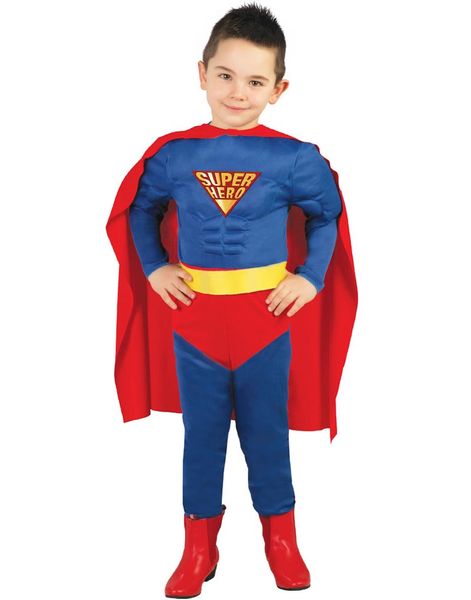 Muskuløst Superhero Børnekostume 3 Dele