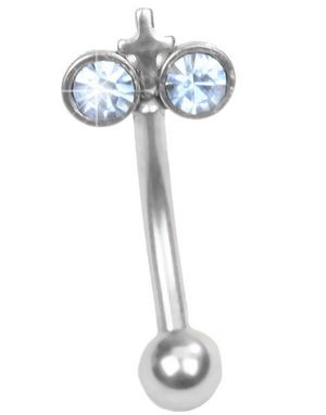 Øjenbrynspiercing med Lyseblå Sten og Kors - 1.2 x 8 mm