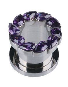 Drip Drop Purple - Sølvfarvet Piercing Tunnel