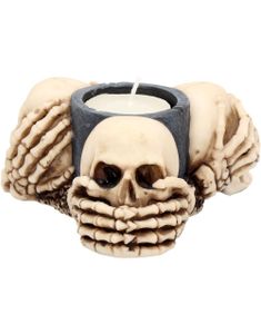 Hear No Evil See No Evil - Skelet til fyrfadslys 11 cm