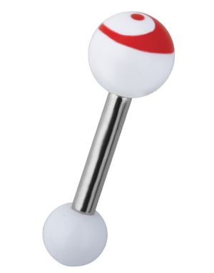 Yin Yang Tragus/Helix - White/Red