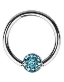 BCR Piercing with Sparkling Turquoise Stone