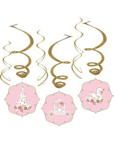 6 stk Hengende Swirl Dekorasjoner - Princess for a Day