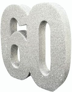 Sølvfarvet Glitrende 60 År Borddekoration 20 cm