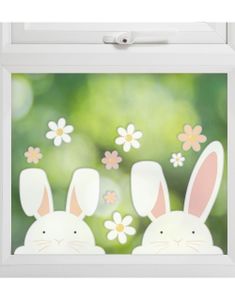 Kaniner og Blomsterklistremerker til Vindu og Glass