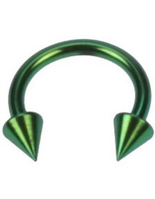 Rund Grøn Øjenbrynspiercing med Spike Kugler - 1,2 x 8 mm