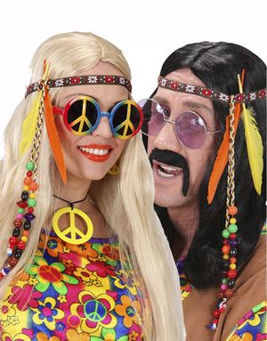 Farverigt Hippie Pandebånd m/Fjer & Perler