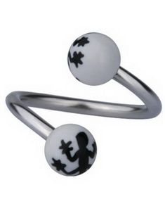 Øjenbrynspiercing med Salamander - Hvid/Sort - 1.2 x 10 mm