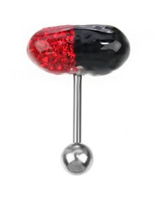 Sort & Rød Diamant Pil - Tungepiercing