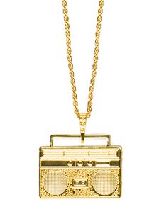 Guldfarvet Ghettoblaster Kostumesmykke