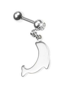 Tragus/Helix med Hængende Delfin & Klar Sten