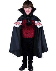 Sort Vampyr/Djævelkappe til Børn - 75 cm