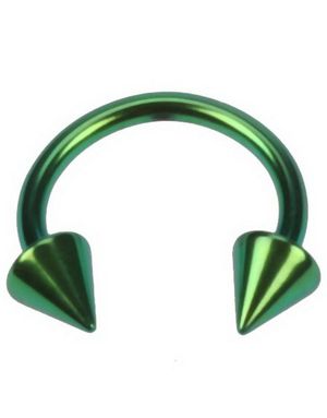 Rund Grøn Øjenbrynspiercing med Spike Kugler 1.6 x 12 mm (piercing) 