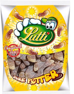 DATO PRODUKT - Lutti Sure Fødder - Fizzy Vingummifødder med Colasmag 130 Gram