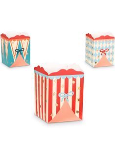 6 stk Fargerike Sirkus Beger til Snacks/Popcorn - Circus Party