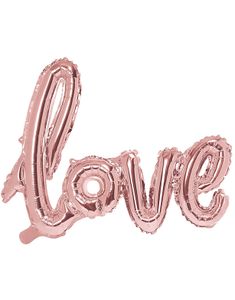 Love - Rosenguldfarvet Skråskrift Folieballon 73x59 cm