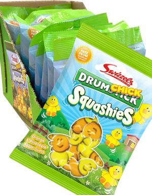 10 stk Swizzel Drumchick Squashies med Smak av Appelsin og Ananas - Hel Eske 1600 gram