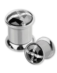 Elegant Piercing Plug med Sort & Hvid Sten