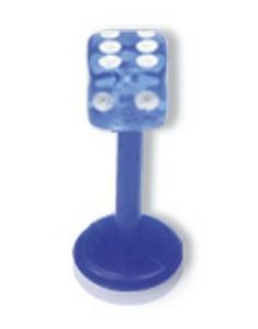 Blå Labret med Terning - 1.2 x 8 mm