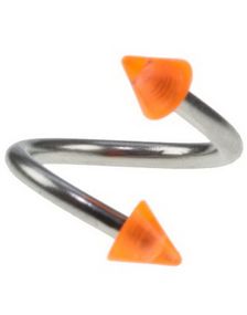 Curve Øjenbrynspiercing med Orange Spikes - 1.2 x 8 mm
