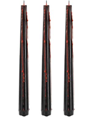 3 stk Svarte Lys 25 cm - Blødende Voks Effekt