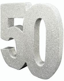 Sølvfarvet Glitrende 50 År Borddekoration 20 cm