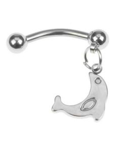 Banan Øjenbrynspiercing med Hængende Delfin - 1,2 x 9 mm