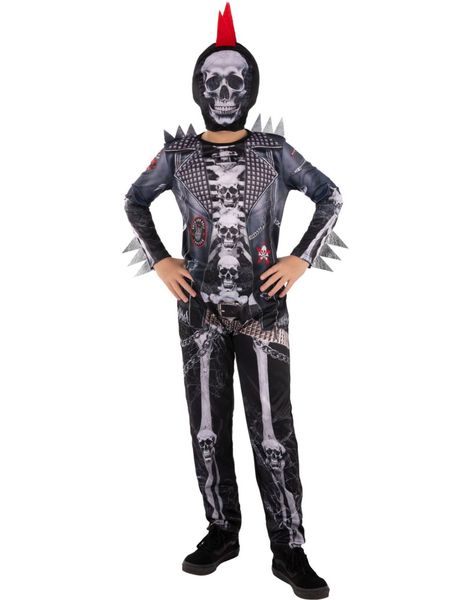 Punker Skelet Kostume Til Børn Med Maske