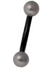 Sort Banan Øjenbrynspiercing med Grå Perler- 1.2 x 8 mm
