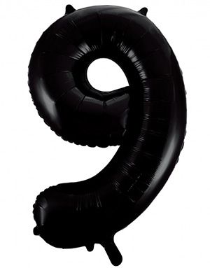 Tallet 9 - Sort JUMBO Folieballon 86 cm