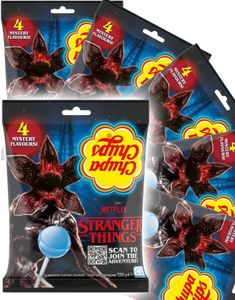 12 st Chupa Chups Stranger Things Lollipop 4 Mystery Flavours - Kärlekar med 4 Olika Smaker - Hela Lådan 1,44 kg