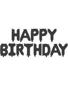 Matt Svart Happy Birthday Folieballong - Banner 340x35cm 