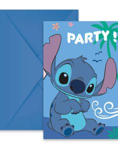 6 stk Disney Stitch Invitasjoner med Konvolutter