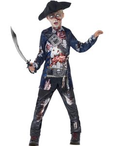 Zombie Pirat Kostume med Fotorealistisk Tryk til Barn