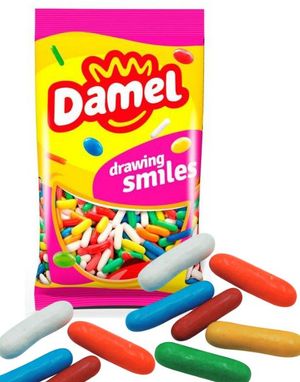 1 kg Damel Lakrids Comfits/Torpedoes - Farverig Lakrids med Hårdt Skal