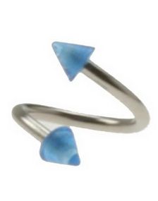 Curve Øjenbrynspiercing med Blå Pigge - 1.2 x 8 mm