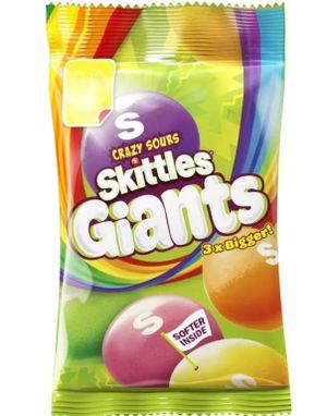 Skittles Giant Crazy Sours - Tyggepastiller med Forskjellige Sure Fruktsmaker 125 gram
