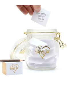 The Happy Jar - Glaskrukke med glade minder - Kommer med noter og blyant
