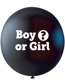 Svart Boy or Girl Gender Reveal Ballong med Konfetti 93 cm