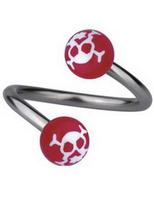 Øjenbrynspiercing med Dødningehoveder - Lilla/Hvid - 1.2 x 10 mm