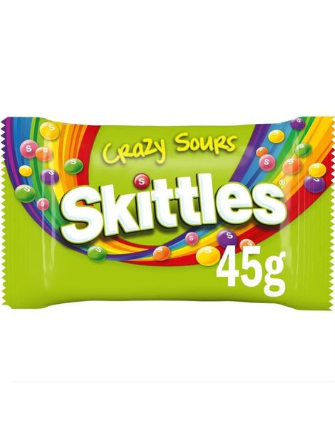 Skittles Crazy Sours - Tyggepastiller med Forskjellige Sure Fruktsmaker 45 gram