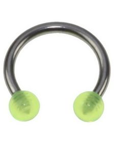Rund Øjenbrynspiercing med Gule Kugler - 1.2 x 8 mm