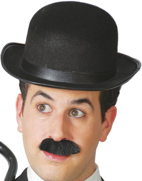 Sort Charlie Chaplin inspireret Bowlerhat med Satinbånd