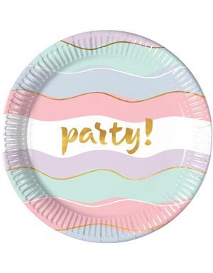 8 stk Pastelfarvede Party Paptallerkner 23 cm 