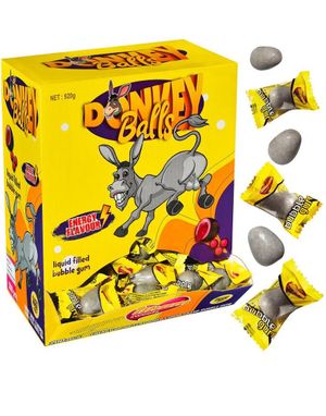 200 stk Ilham Donkey Balls - Fylte Tyggegummikuler med Energidrikksmak - Hel Eske 920 gram