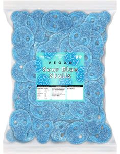 2 kg Candycrave Vegan Fizzy Blue Skulls - Stor Pose med Sure Blå Vingummiskaller