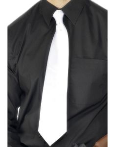 Hvidt Gangster Slips i Satin