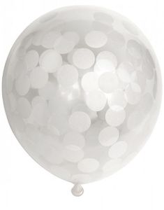 6 stk 30 cm Gennemsigtige Balloner med Hvid Konfetti